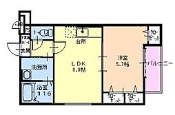 フジパレス深江橋3番館 1LDKの間取図画像