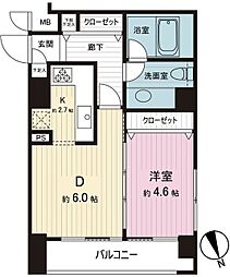 デュオスカーラ西新宿 3階1LDKの間取り