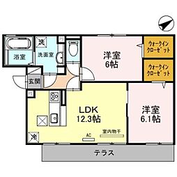 JR片町線(学研都市線) 放出駅 徒歩6分の賃貸アパート 1階2LDKの間取り