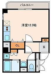 メイフェアハウス三田 6階ワンルームの間取り