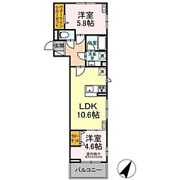横浜市保土ケ谷区上菅田町アパート 2LDKの間取図画像