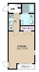 ヴェルデ中野本町 1Kの間取図画像