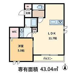 メゾン・ドゥ・ボヌール 1LDKの間取図画像