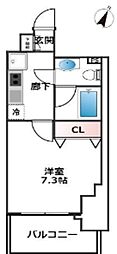 プレール・ドゥーク西横浜 1Kの間取図画像