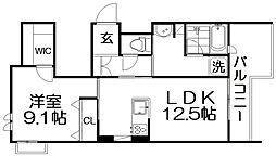 シャーメゾン ブルーム 楠葉 1LDKの間取図画像