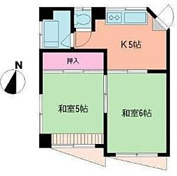 小向マンション 4階2Kの間取り