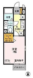 ヴィラ・グランメール 1Kの間取図画像