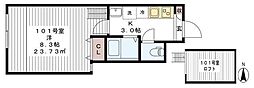 AJ新小岩サウス1 1Kの間取図画像