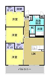 大分市大字三芳マンション 3LDKの間取図画像