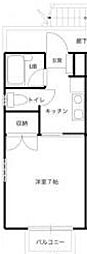 ラ・グロワール 1Kの間取図画像
