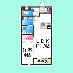 アルベイト石津川 1LDKの間取図画像