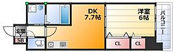 フィールドライト新大阪 1DKの間取図画像