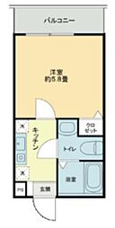 フォレシア鎌倉 2階1Kの間取り