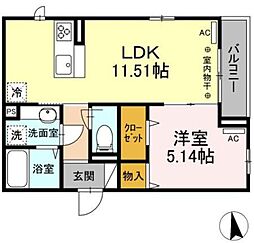 BlancheneigeA 1LDKの間取図画像