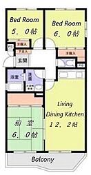 百合ヶ丘住宅 （百合ヶ丘社宅） 2階3LDKの間取り