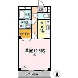 ブルージュ・タカソネ 1Kの間取図画像
