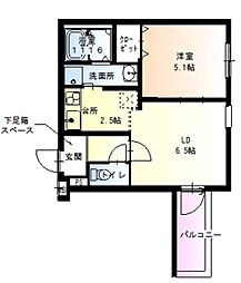 フジパレス下新庄駅東7番館 1LDKの間取図画像