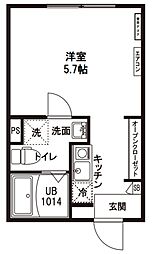 レピュア王子神谷レジデンスII 4階ワンルームの間取り