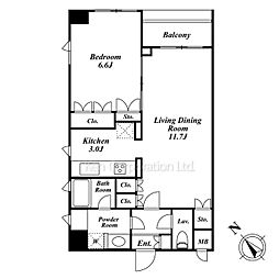 SPACIA三軒茶屋弐番館 1LDKの間取図画像