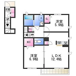 シャーメゾン金龍寺丁 2LDKの間取図画像