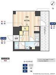 S-RESIDENCE行徳aile 5階ワンルームの間取り