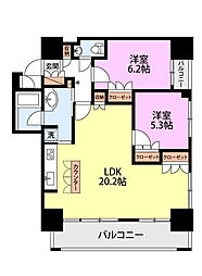 アデニウムタワー萬代橋 2LDKの間取図画像
