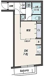 クリスタルコート大山 1DKの間取図画像