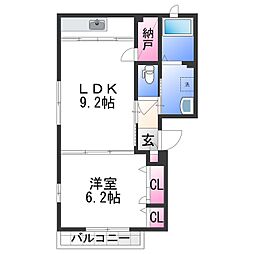 JR紀勢本線 黒江駅 徒歩2分の賃貸アパート 2階1LDKの間取り
