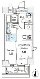 リテラス住吉 7階1DKの間取り