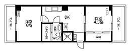 ヘレンハウゼ 2DKの間取図画像