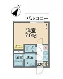 カインドネス小田急相模原South 1Kの間取図画像