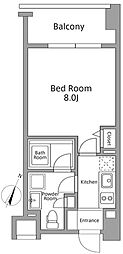 レジディア築地 1Kの間取図画像