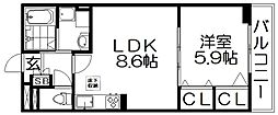 カーサ・イリーデ 1LDKの間取図画像