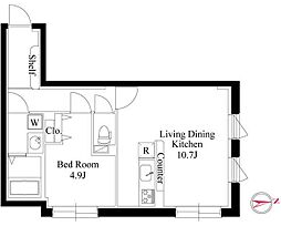 グランパセオ自由が丘奥沢II 1LDKの間取図画像