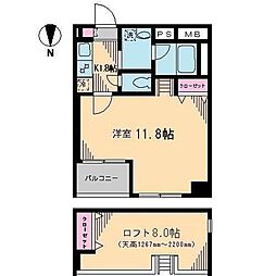 ブルソール信濃町 4階1Kの間取り
