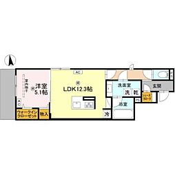 (仮)D-residence安立 1LDKの間取図画像
