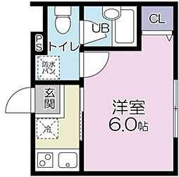 グランシャレー梅島III 1階1Kの間取り