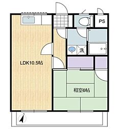 東所沢グリーンハイツ1号棟 1LDKの間取図画像