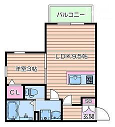 ボヌール千里丘 1LDKの間取図画像