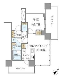ブリリアタワー浜離宮 1LDKの間取図画像