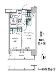 ParkAxis浅草・田原町 1LDKの間取図画像