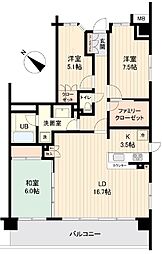 エスティメゾン豊洲レジデンス 8階3LDKの間取り