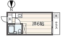 飛田給コーポ 1階ワンルームの間取り