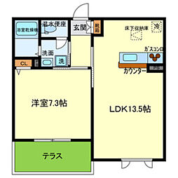 パルファンヴィラーチェ 1LDKの間取図画像