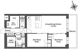 ルーウェ東大泉 4階2LDKの間取り