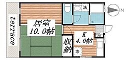サニーハイツ園生 1Kの間取図画像