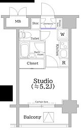 メインステージ南麻布4 1Kの間取図画像