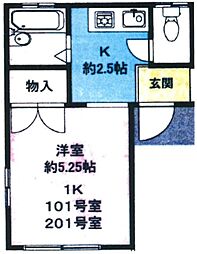ファミール 1Kの間取図画像
