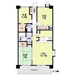 プレリオン豊中中桜塚 2SLDKの間取図画像