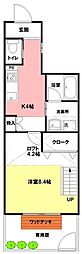 ヴェールテラス西保木間 1Kの間取図画像